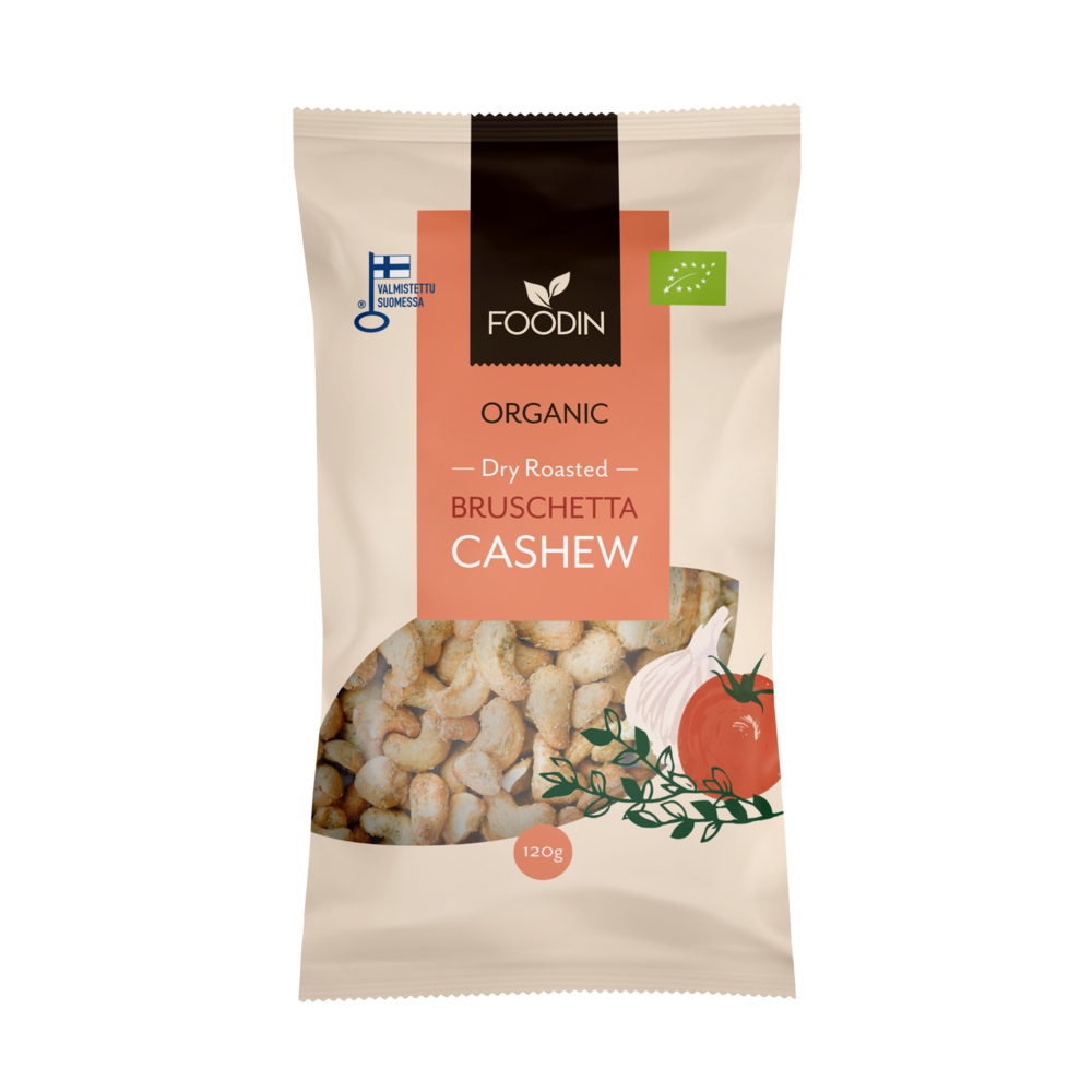 Organic Dry Roasted Bruschetta Cashews 120G - Organax Ltd