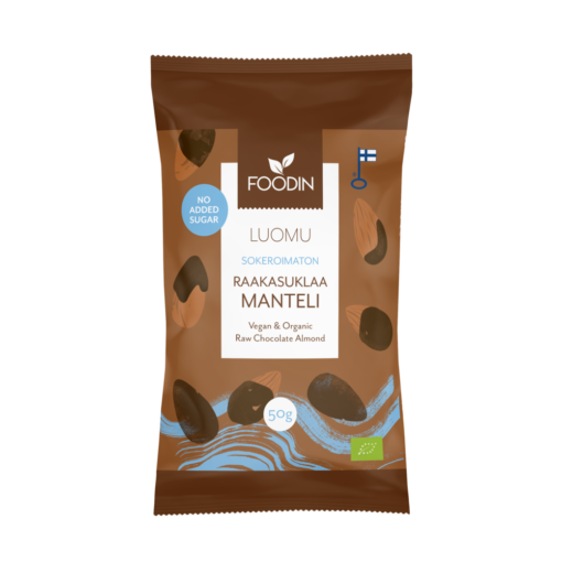 Raw Chocolate Almond, No Added Sugar, Organic, 50g - Organax Ltd