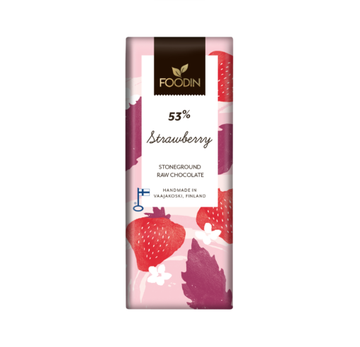 Organic Raw Chocolate Strawberry 53% 40G - Organax Ltd